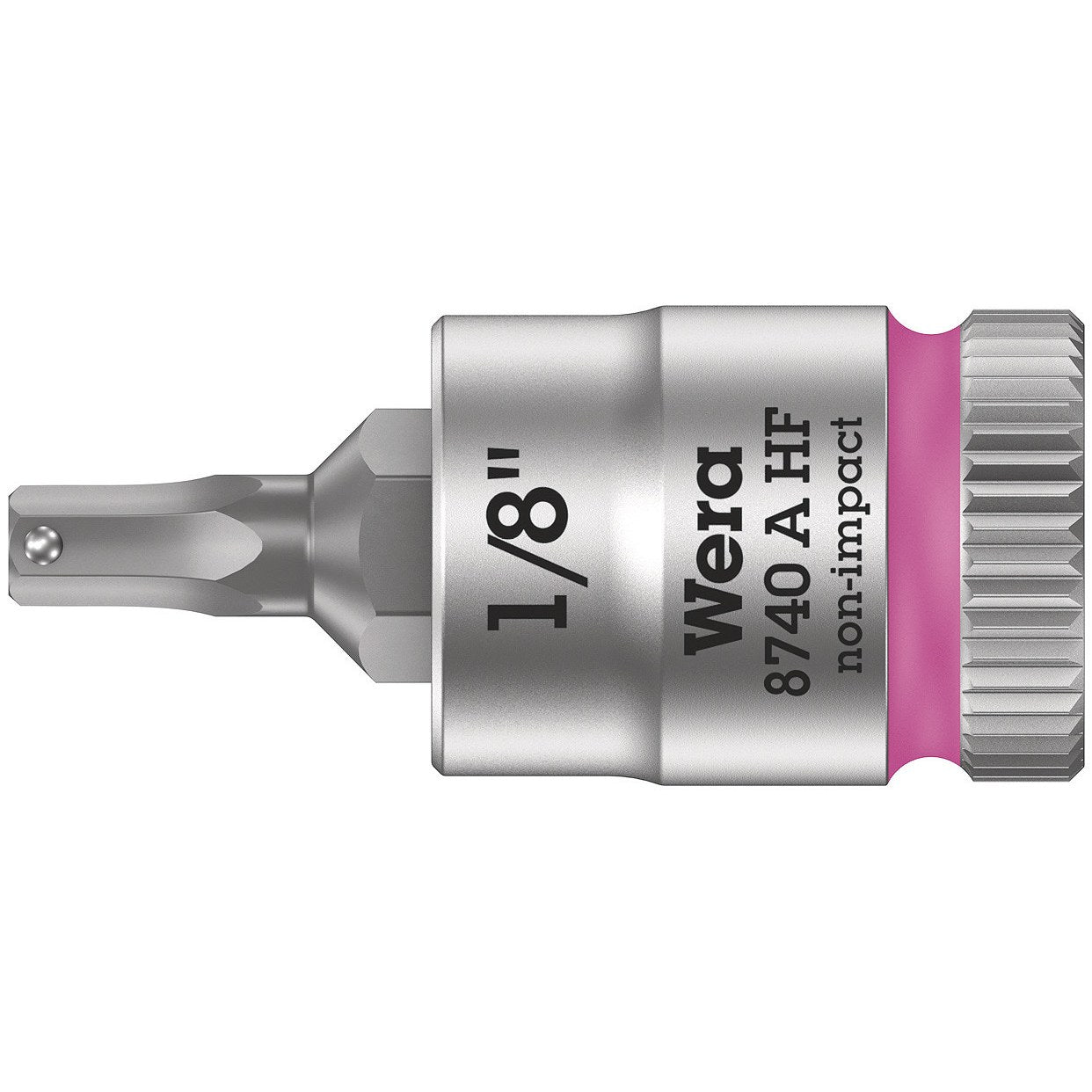 Wera 8740 A HF Zyklop bit socket with holding function, 1/4" drive, 1/8" x 28 mm