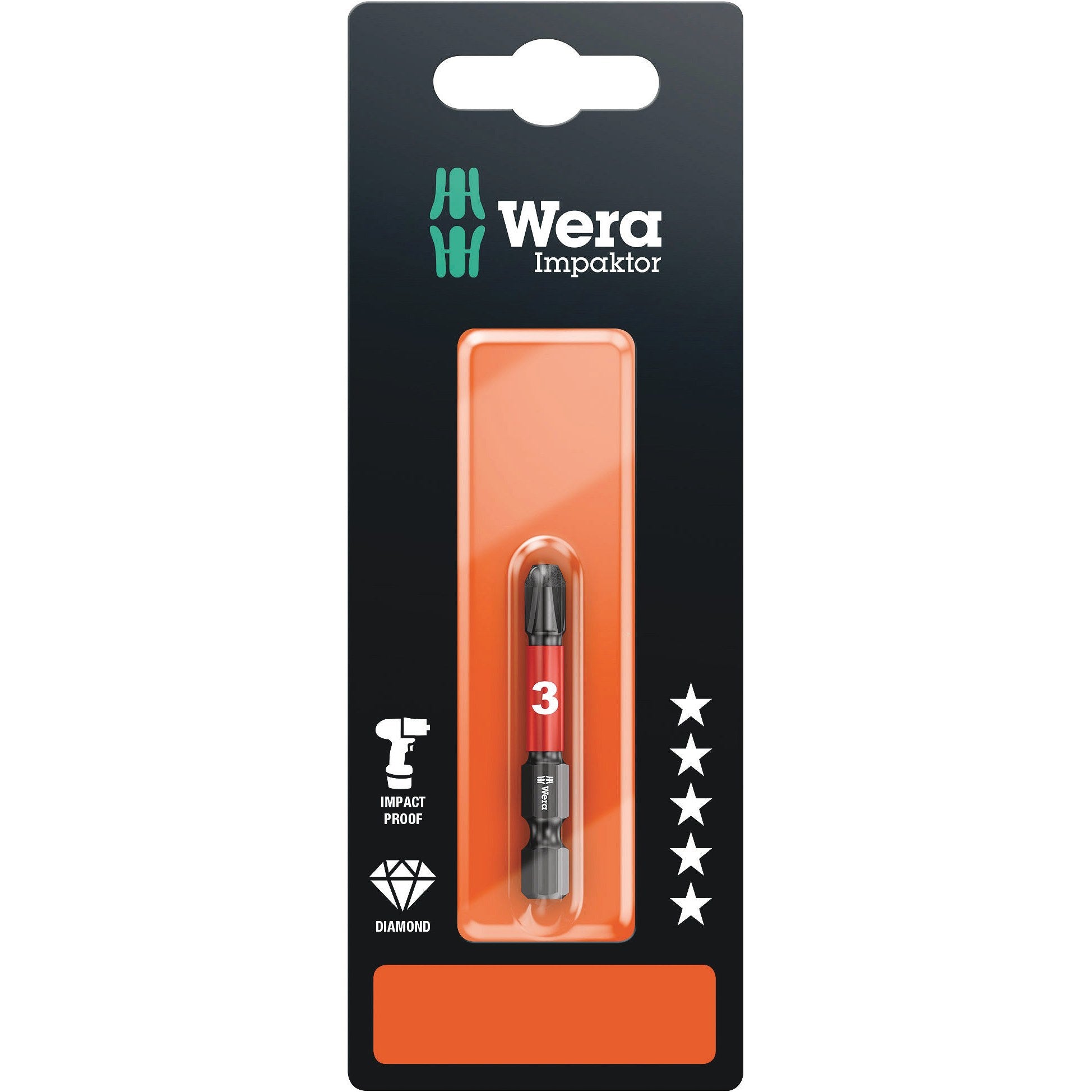 Wera 851/4 IMP DC SB Impaktor bits, PH 3 x 50 mm