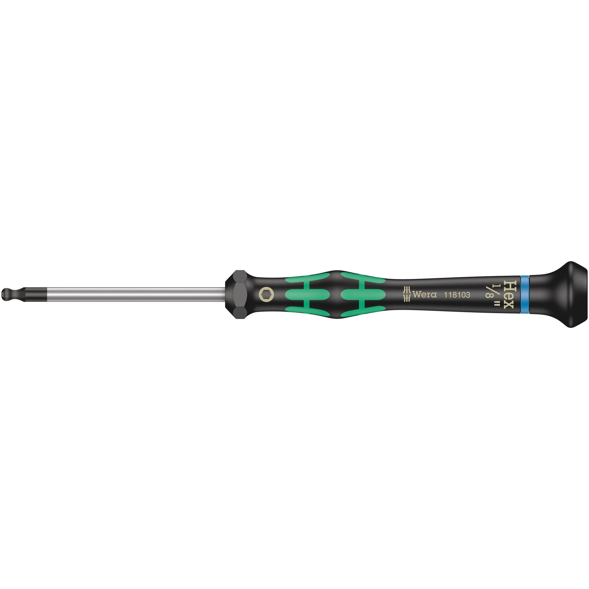 Wera 2052 Ball end hexagon screwdriver for electronic applications, 1/8" x 60 mm