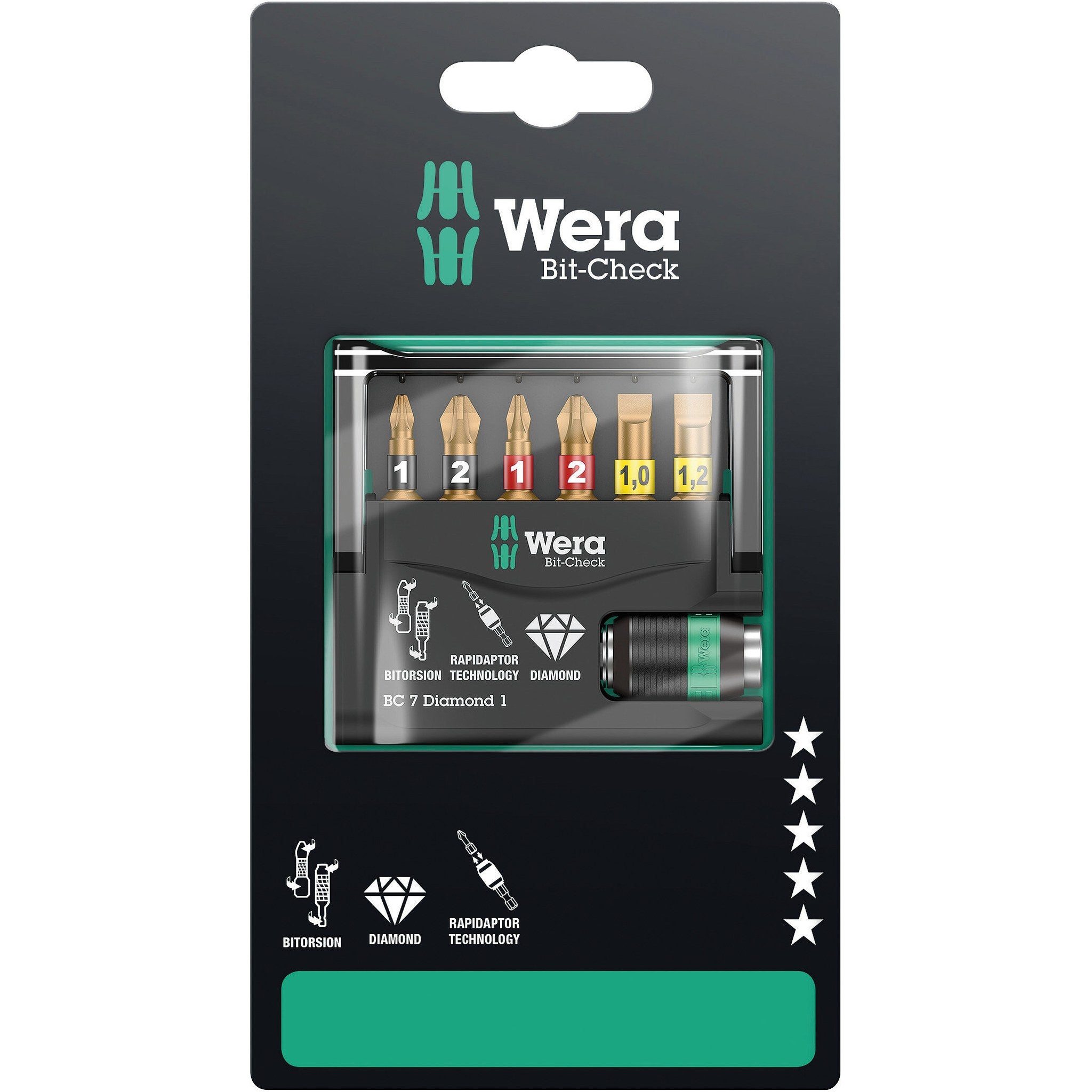 Wera Bit-Check 7 Diamond 1 SB, 7 pieces