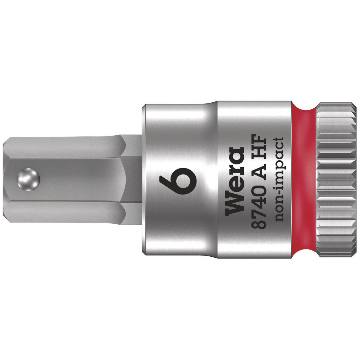 Wera 8740 A HF Zyklop bit socket with holding function, 1/4" drive, 6 x 28 mm