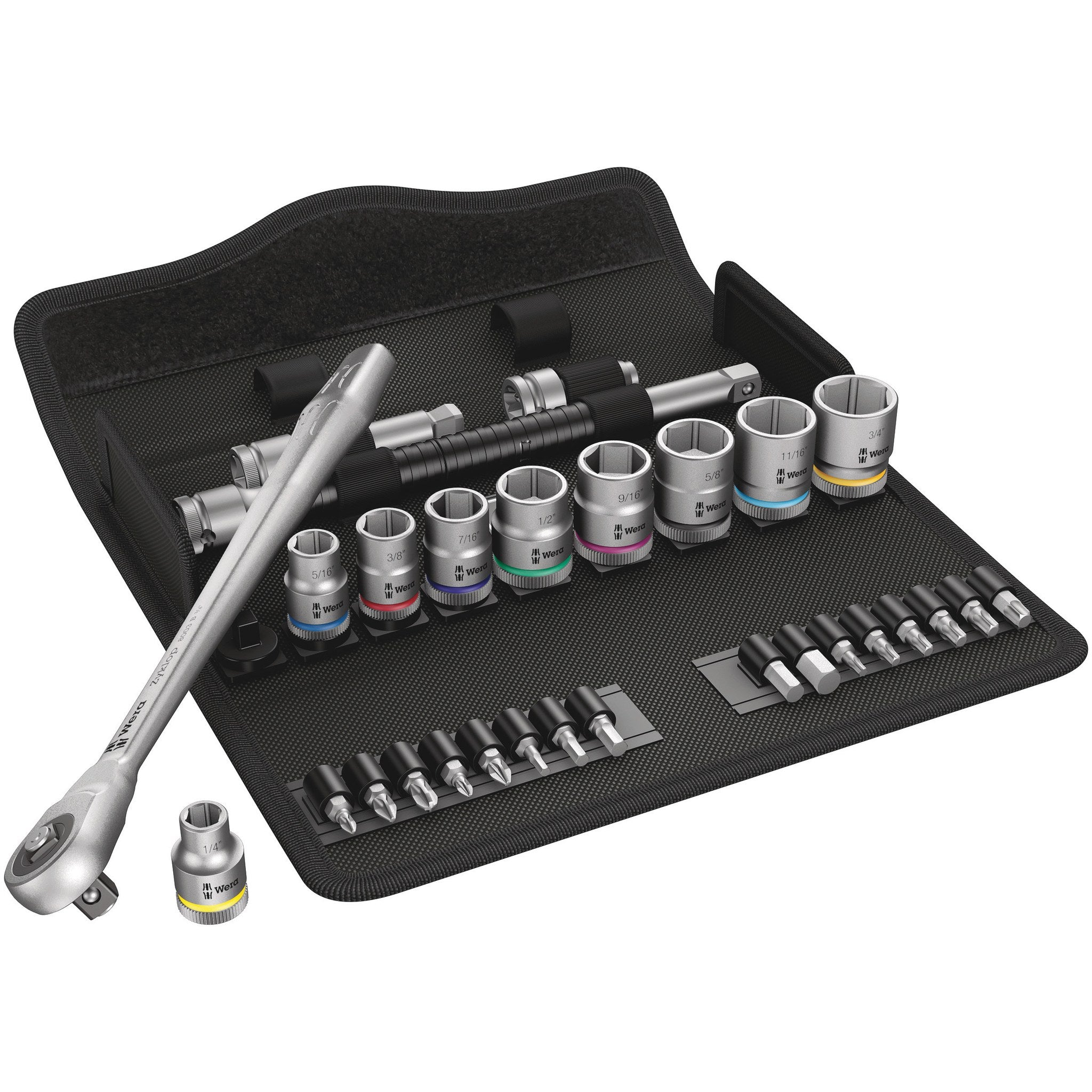 Wera 8100 SB 10 Zyklop Metal Ratchet Set with push-through square, 3/8" drive,