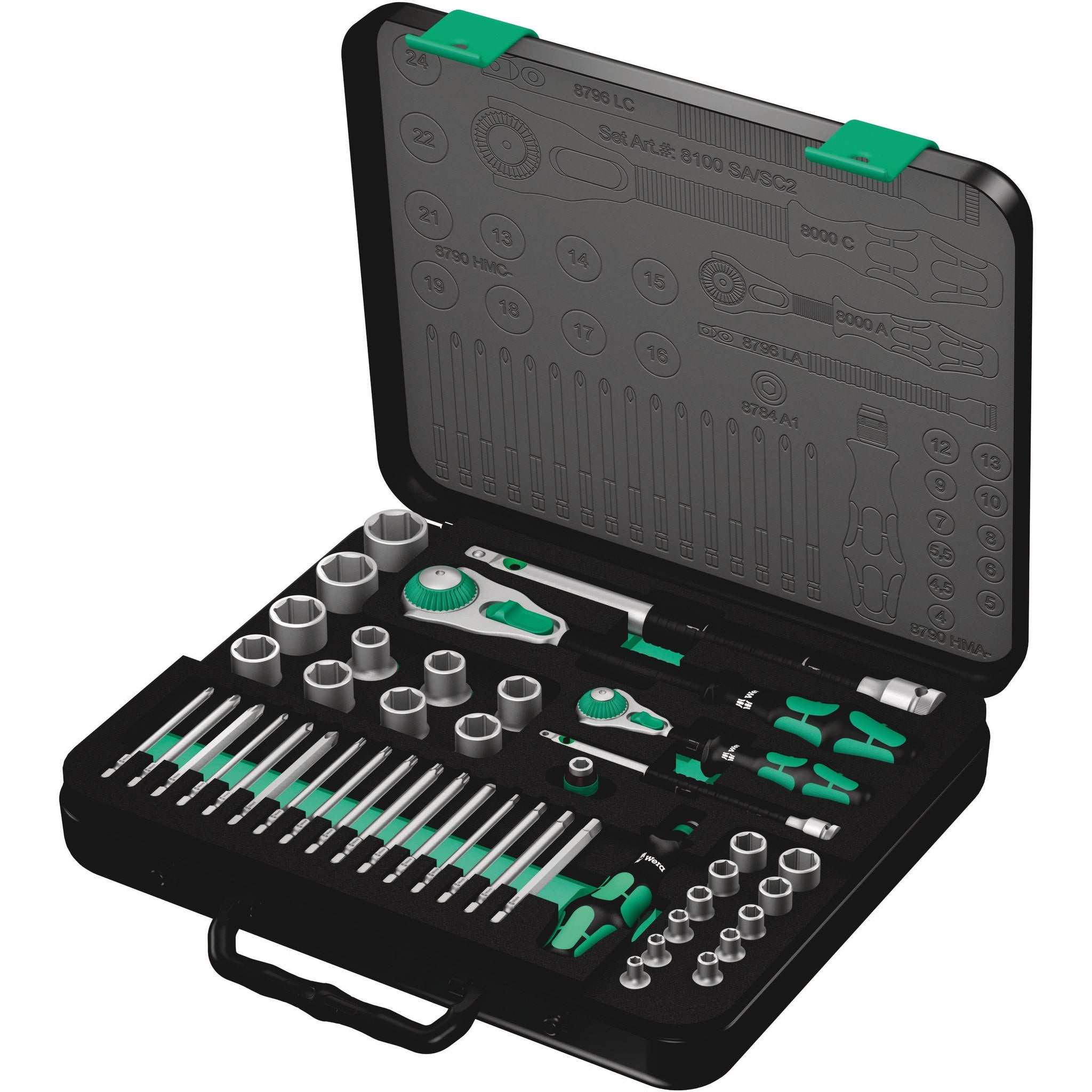 Wera 8100 SA/SC 2 Zyklop Speed Ratchet Set, 1/4" drive and 1/2" drive, metric, 43