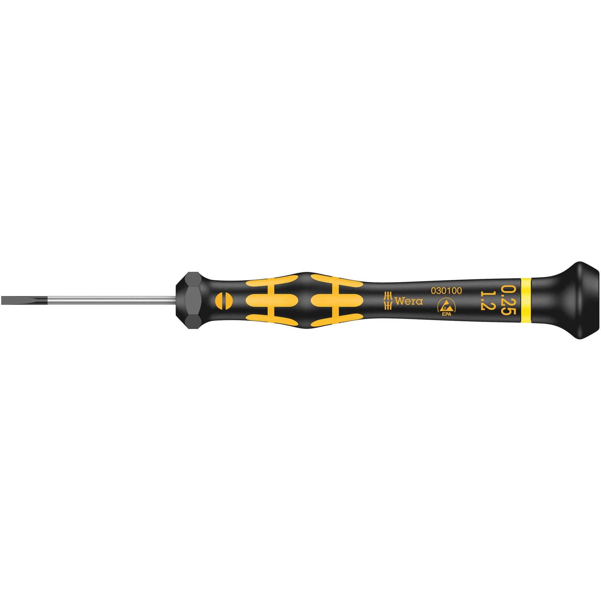 Wera 1578 A ESD Kraftform Micro screwdriver for slotted screws, 0.25 x 1.2 x 40 mm