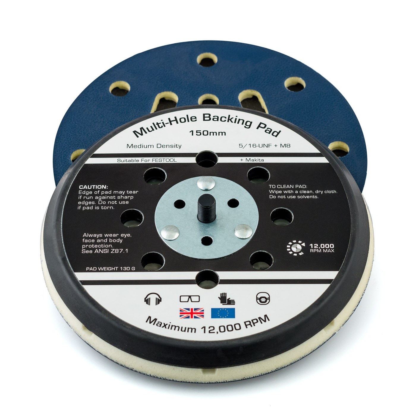 Flexipads 17098 150mm 5/16 + M8 Thread PSA Multi-Hole DA Orbital Sander pad