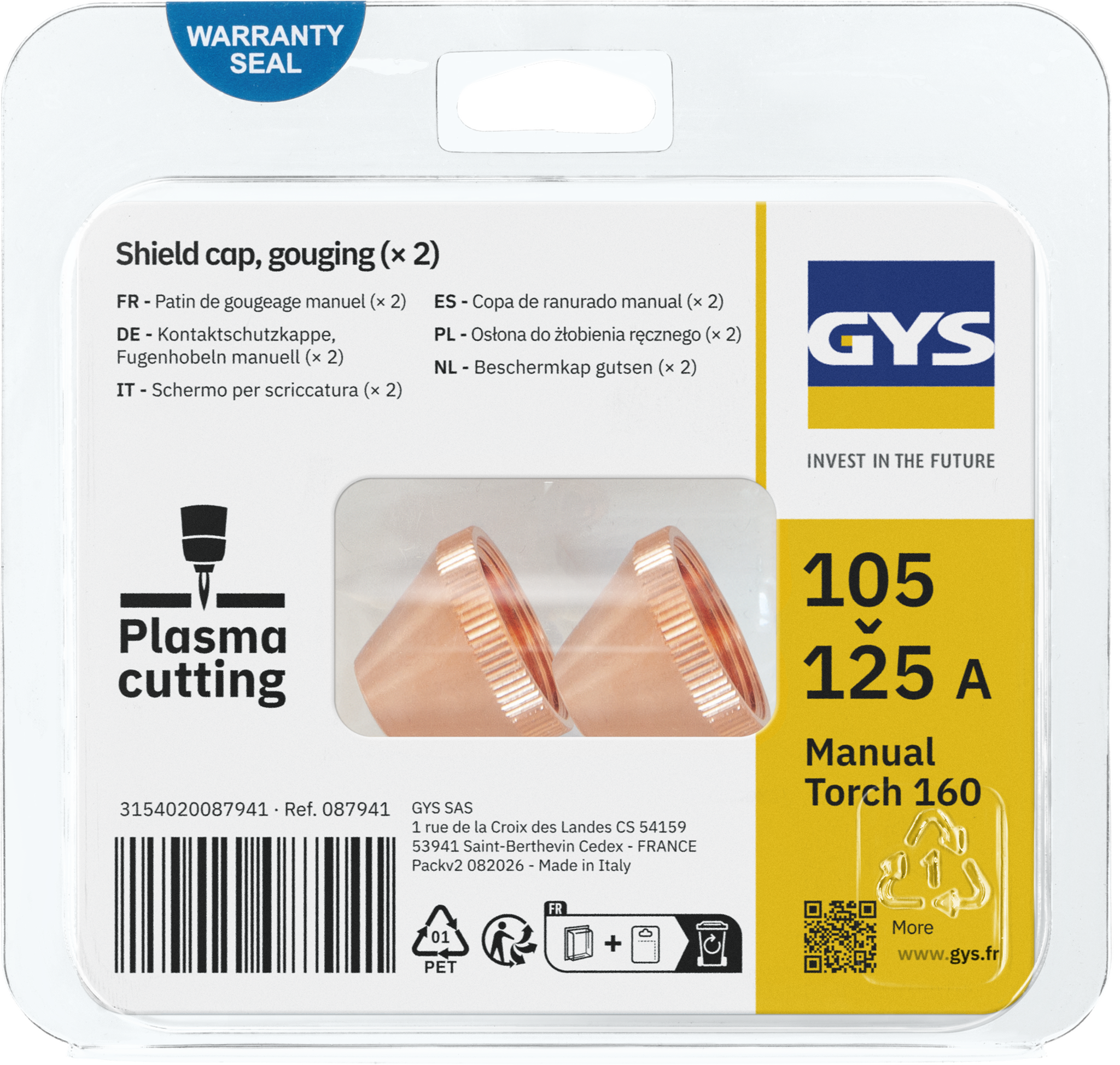 GYS 2 x GOUGING SHIELD 105/125A - MT-160 PLASMA TORCH