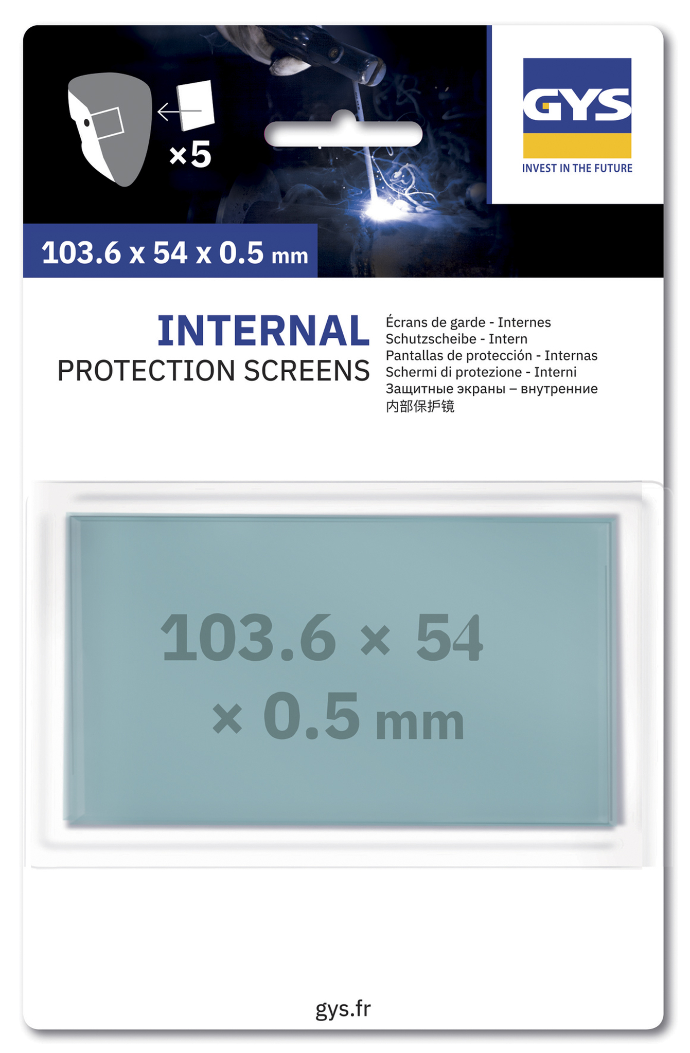 GYS 5 INT. SCREENS 103.6 x 54 x 0.5 - PROMAX / FIREMAN / GYSMATIC 2.0 CL