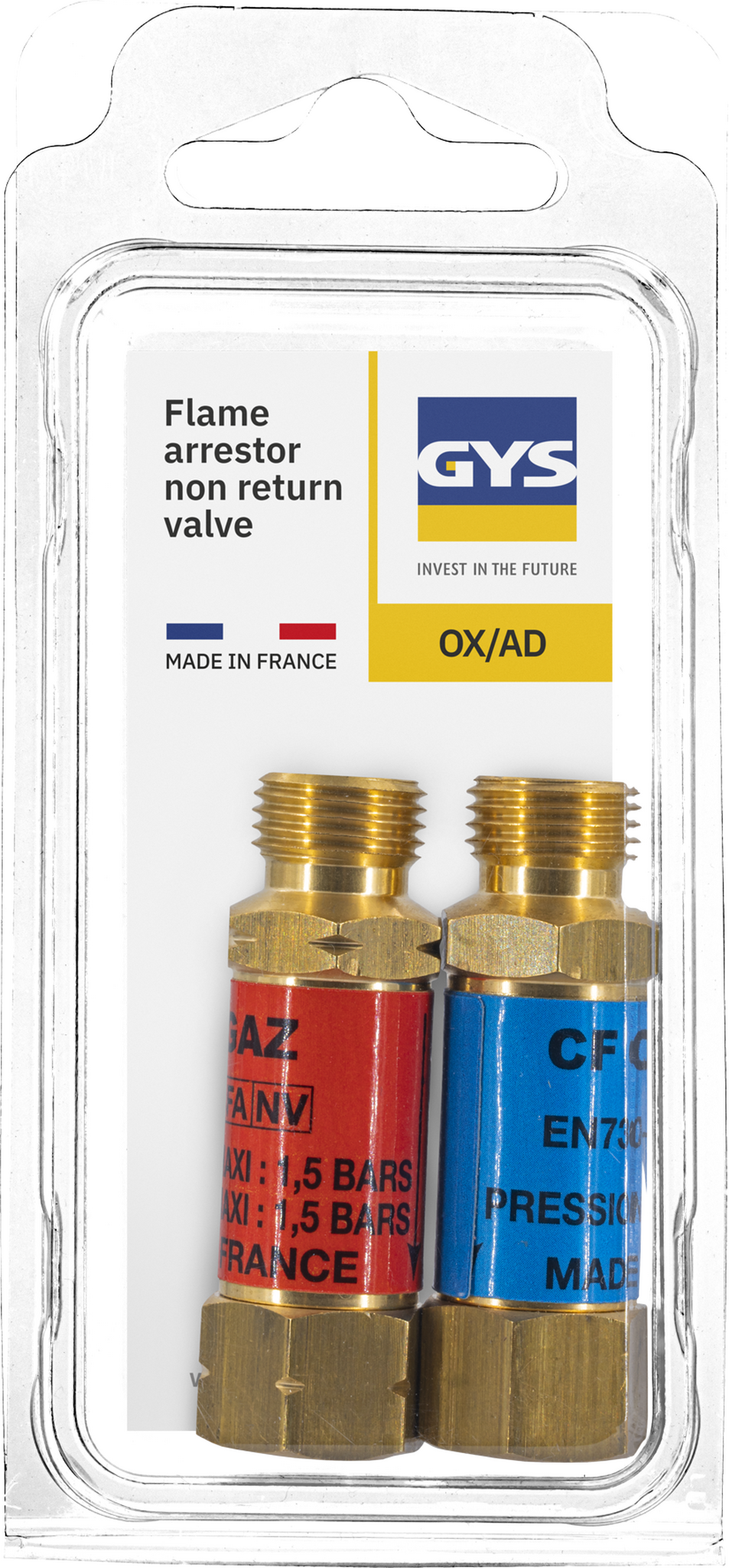 GYS PAIR OF OX/AD FLAME ARRESTOR N-R VALVES - W/O HOSE CLAMPS (ARPF 16x150