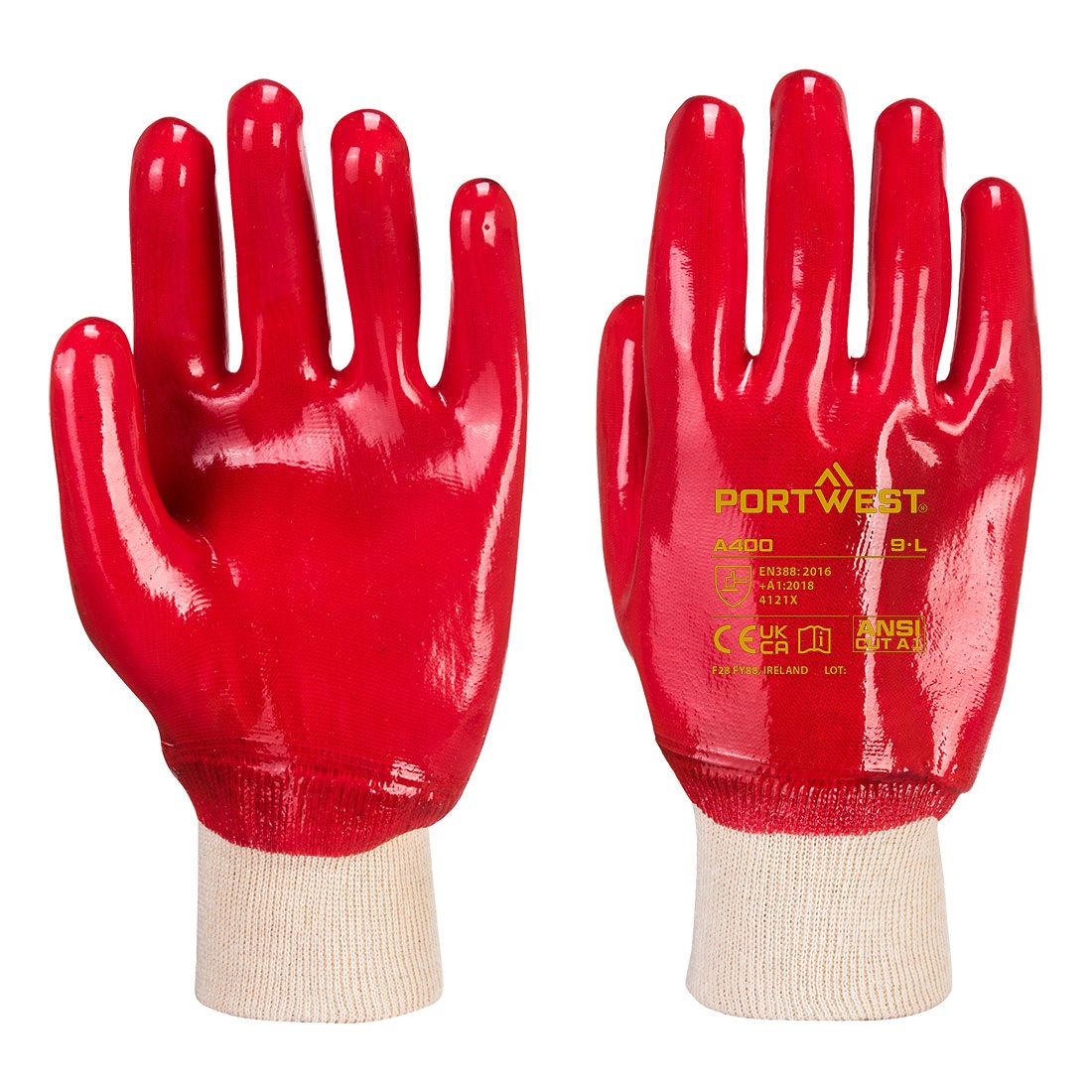 Portwest A400 PVC Gloves Red 9 (L)