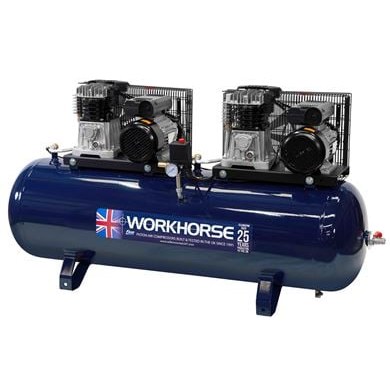 Workhorse Tandem Air Compressor 2 x 3HP 250L 230V