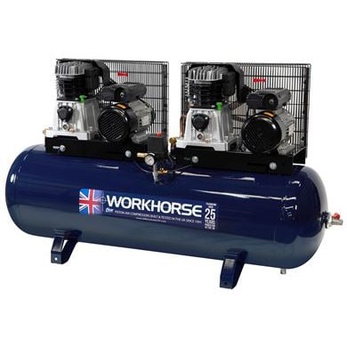 Workhorse Tandem Air Compressor 2 x 4HP 250L 230V